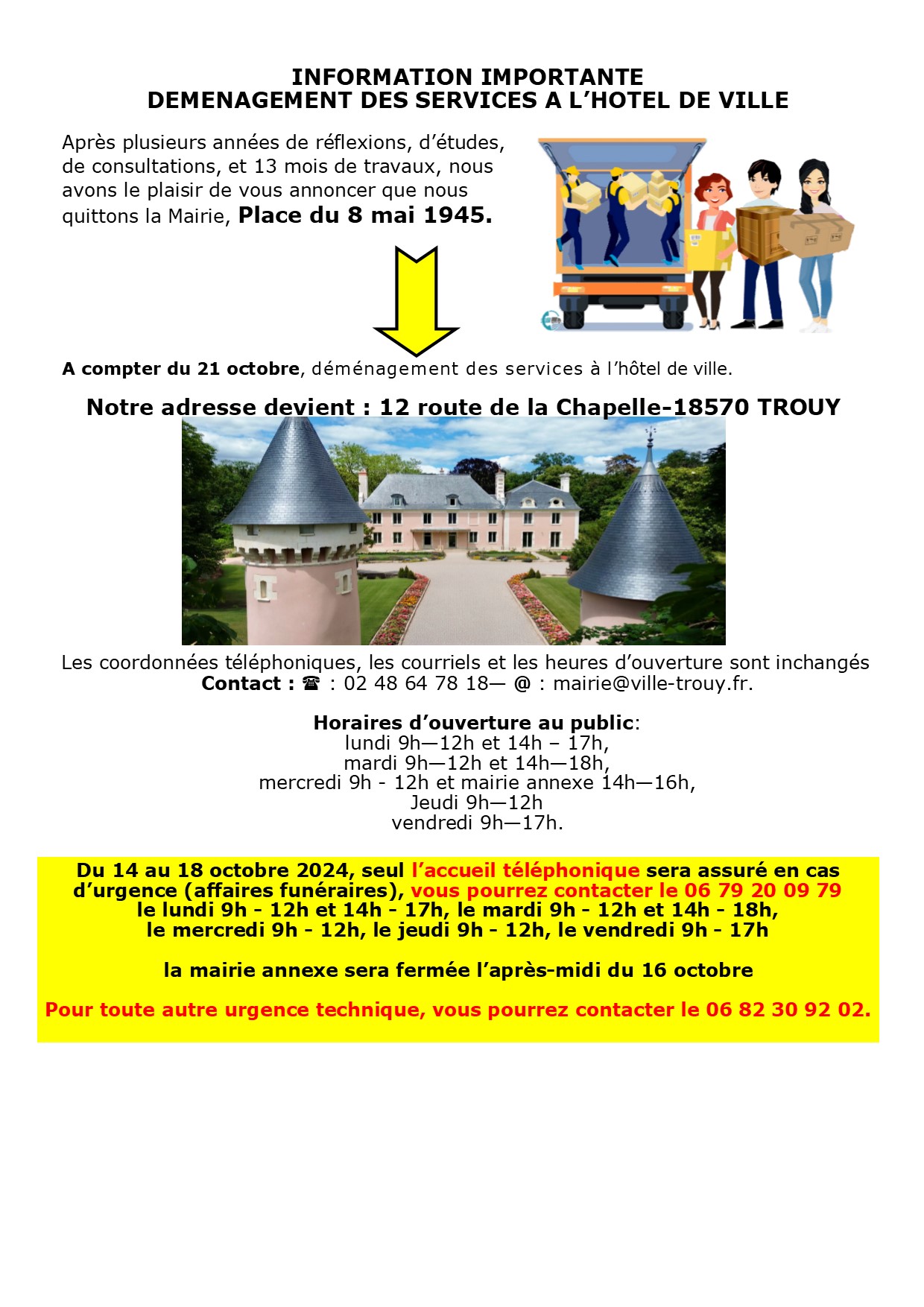 Déménagement mairie au Château Rozé