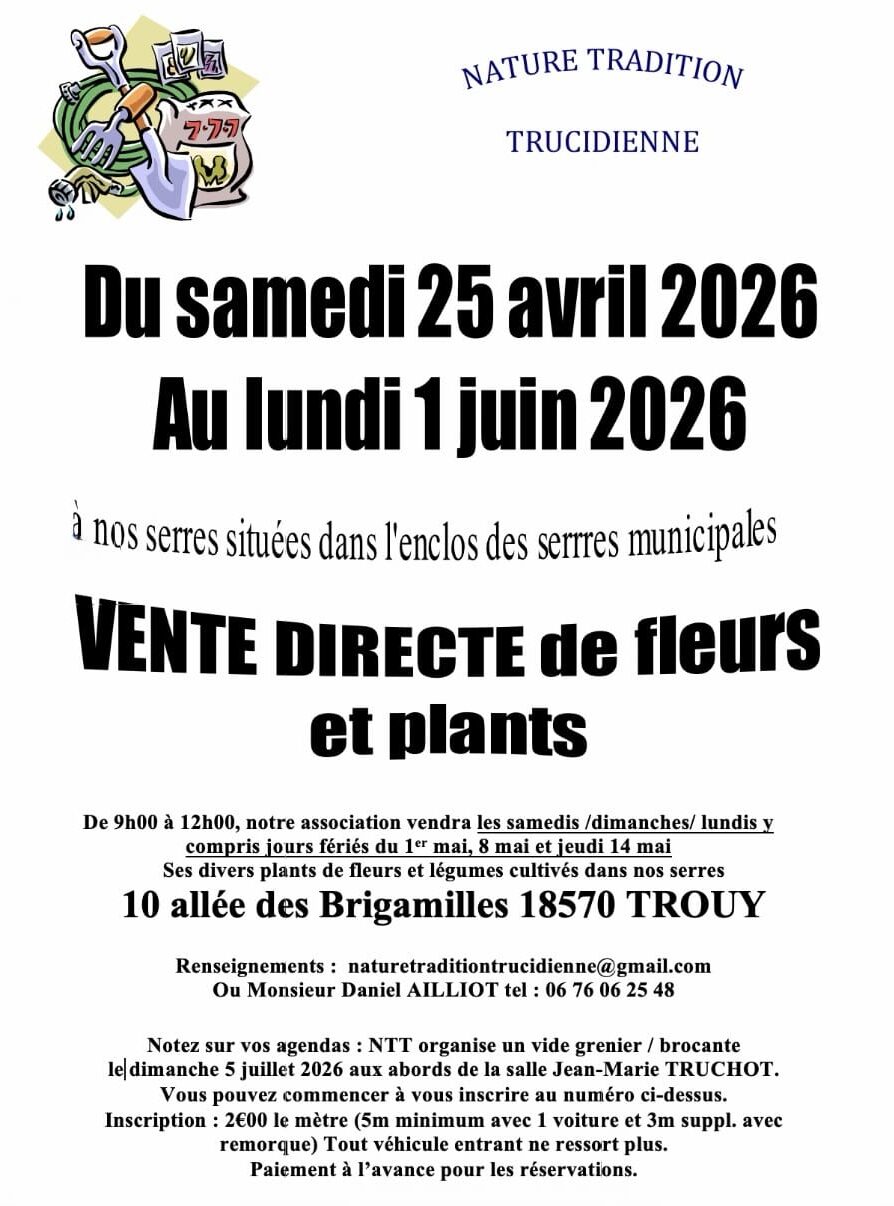 Vente fleurs et plants 2026