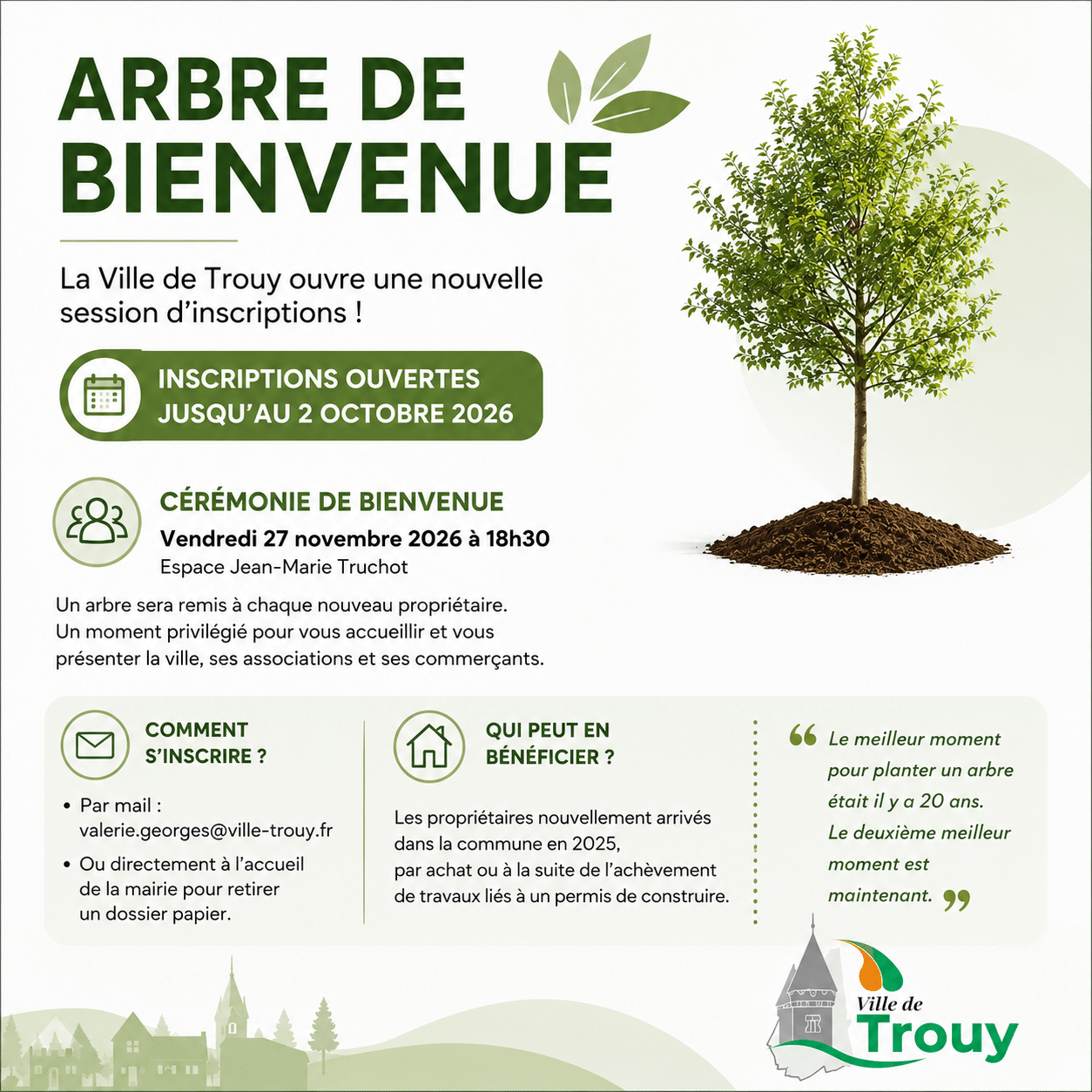 Arbres de bienvenue 2026